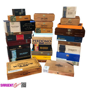 Lot of 5 Empty Wood Cigar Boxes